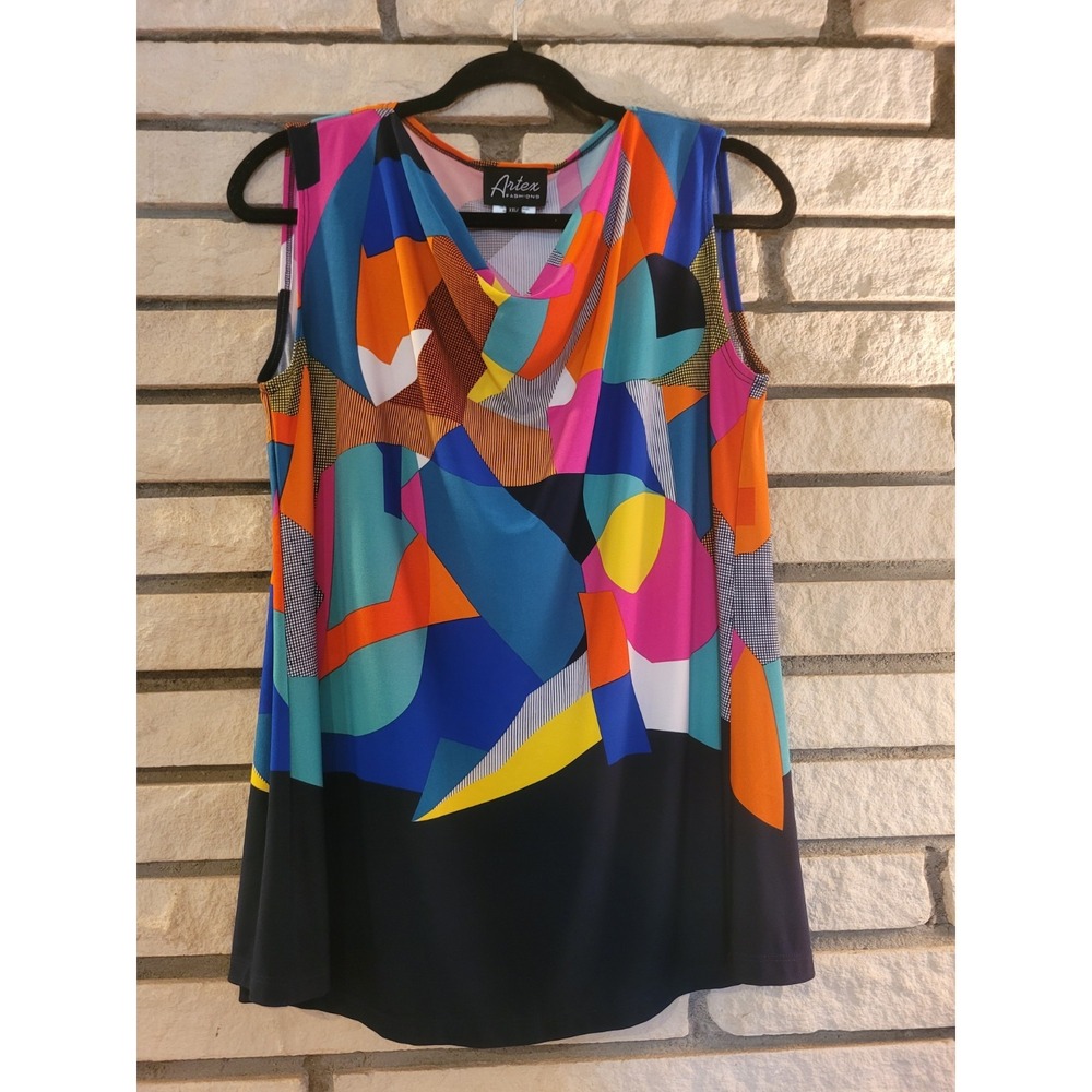 Artex Womens Outfit (Sleeveless Top & Pants) Colorful Stretchy Size XXL